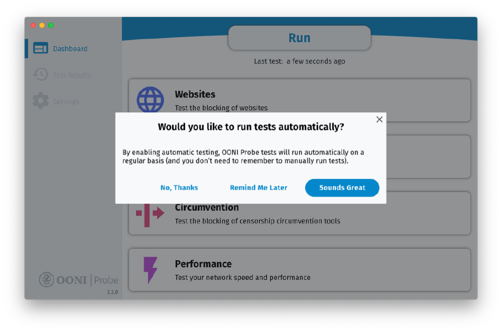 Automated testing window